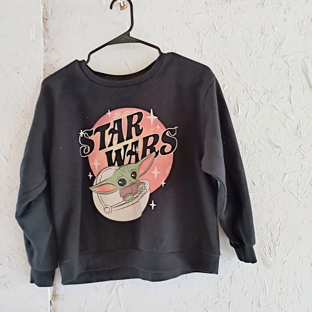 Star Wars Black Sweatshirt with Baby Yoda Design